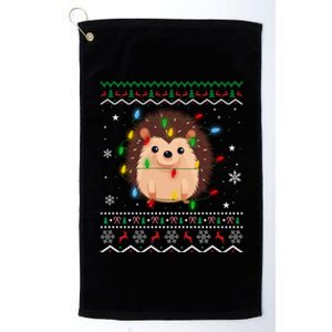 Hedgehog Xmas Lighting Ugly Style Hedgehog Christmas Gift Platinum Collection Golf Towel