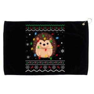 Hedgehog Xmas Lighting Ugly Style Hedgehog Christmas Gift Grommeted Golf Towel