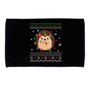 Hedgehog Xmas Lighting Ugly Style Hedgehog Christmas Gift Microfiber Hand Towel