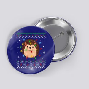 Hedgehog Xmas Lighting Ugly Style Hedgehog Christmas Gift Button