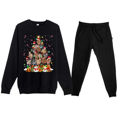 Horse Xmas Lighting Santa Horse Christmas Tree Meaningful Gift Premium Crewneck Sweatsuit Set