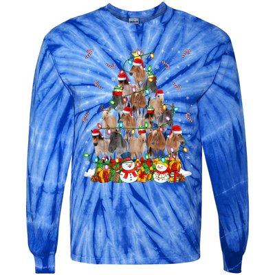 Horse Xmas Lighting Santa Horse Christmas Tree Meaningful Gift Tie-Dye Long Sleeve Shirt