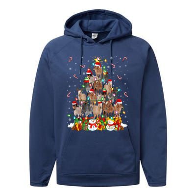 Horse Xmas Lighting Santa Horse Christmas Tree Meaningful Gift Performance Fleece Hoodie