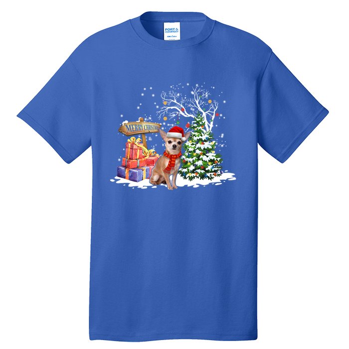 Holiday Xmas Light Santa Chihuahua Dog Christmas Tree Great Gift Tall T-Shirt