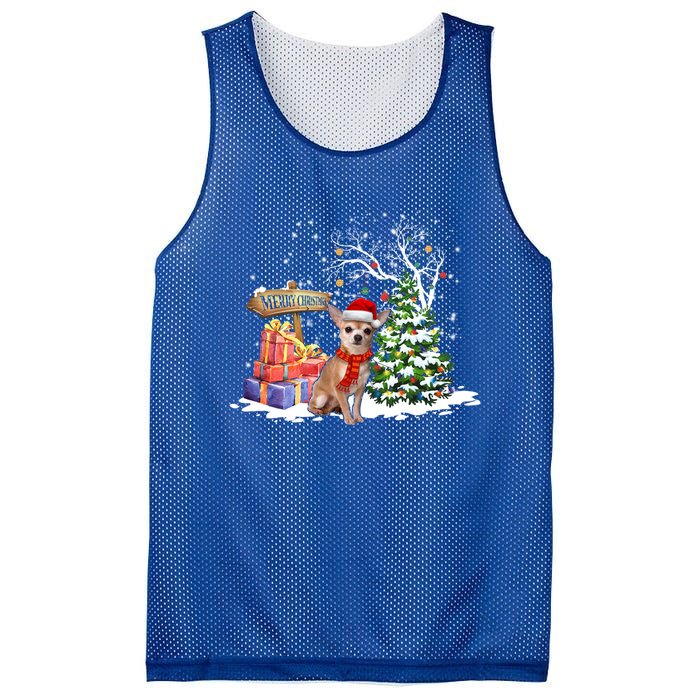 Holiday Xmas Light Santa Chihuahua Dog Christmas Tree Great Gift Mesh Reversible Basketball Jersey Tank