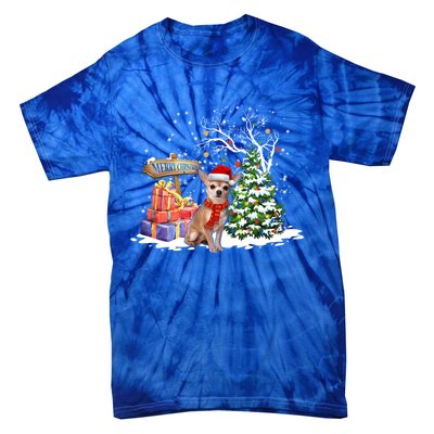 Holiday Xmas Light Santa Chihuahua Dog Christmas Tree Great Gift Tie-Dye T-Shirt