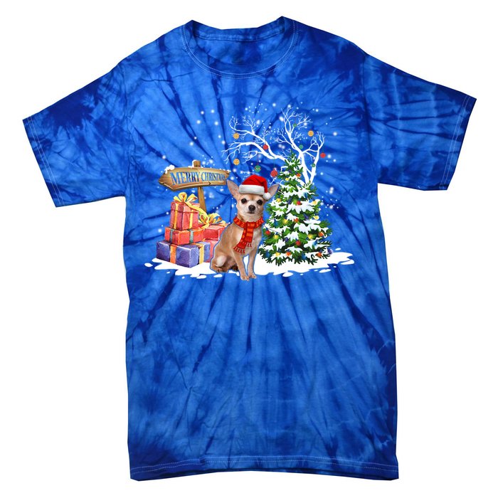 Holiday Xmas Light Santa Chihuahua Dog Christmas Tree Great Gift Tie-Dye T-Shirt