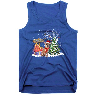 Holiday Xmas Light Santa Chihuahua Dog Christmas Tree Great Gift Tank Top