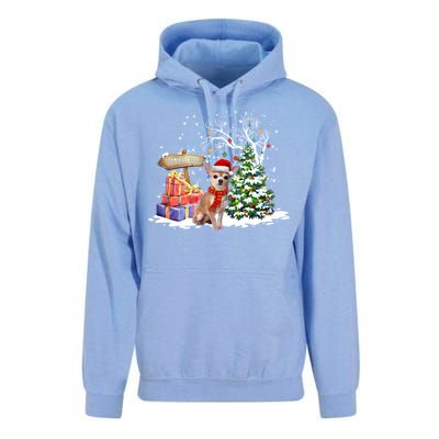 Holiday Xmas Light Santa Chihuahua Dog Christmas Tree Great Gift Unisex Surf Hoodie