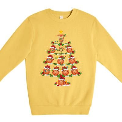 Holiday Xmas Lighting Santa Basketball Christmas Tree Meaningful Gift Premium Crewneck Sweatshirt