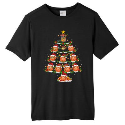 Holiday Xmas Lighting Santa Basketball Christmas Tree Meaningful Gift Tall Fusion ChromaSoft Performance T-Shirt