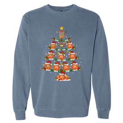 Holiday Xmas Lighting Santa Basketball Christmas Tree Meaningful Gift Garment-Dyed Sweatshirt