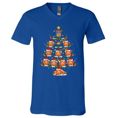 Holiday Xmas Lighting Santa Basketball Christmas Tree Meaningful Gift V-Neck T-Shirt