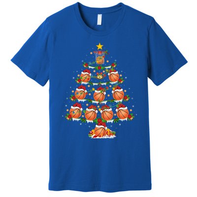 Holiday Xmas Lighting Santa Basketball Christmas Tree Meaningful Gift Premium T-Shirt