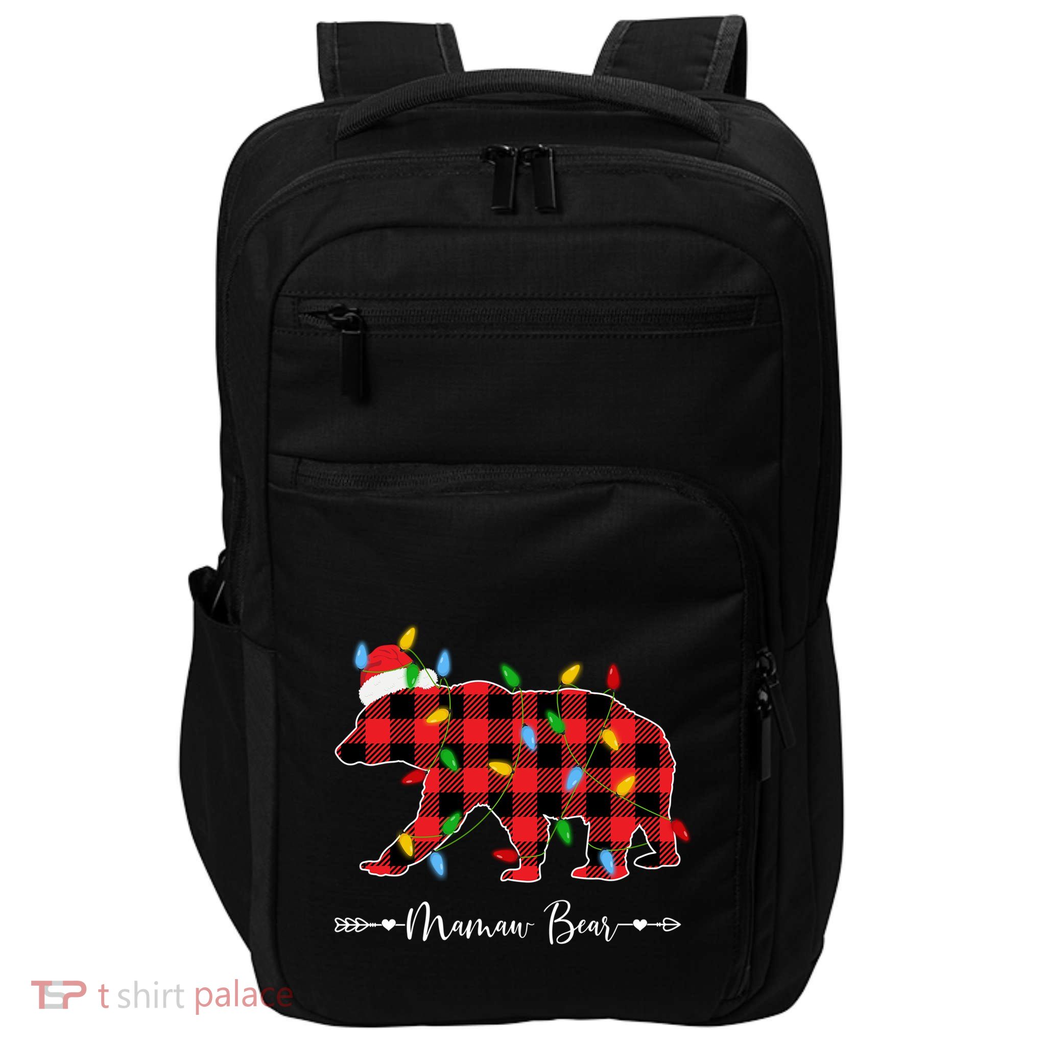 Holiday Xmas Lights Ugly Sweater Santa Hat Mamaw Bear Great Gift Impact Tech Backpack