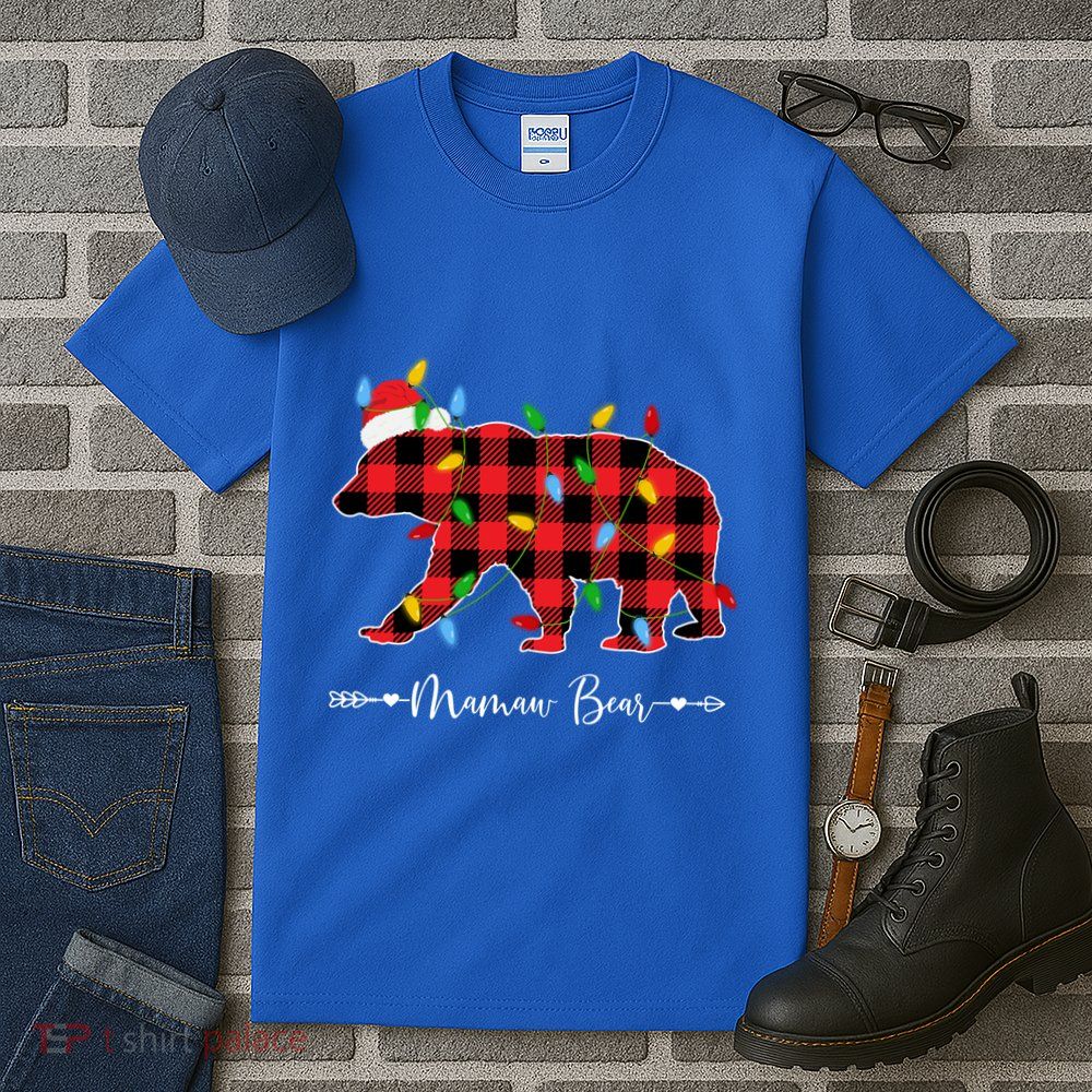 Holiday Xmas Lights Ugly Sweater Santa Hat Mamaw Bear Great Gift Tall T-Shirt