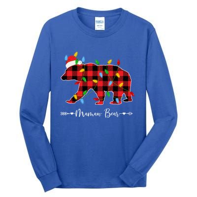 Holiday Xmas Lights Ugly Sweater Santa Hat Mamaw Bear Great Gift Tall Long Sleeve T-Shirt