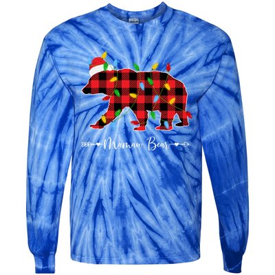 Holiday Xmas Lights Ugly Sweater Santa Hat Mamaw Bear Great Gift Tie-Dye Long Sleeve Shirt