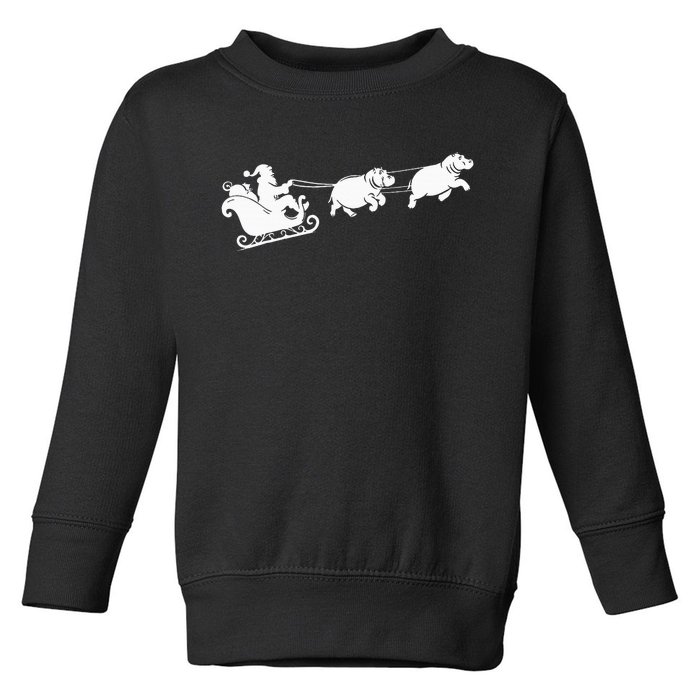 Hippopotamus Xmas Santa Sleigh Hippos Christmas Toddler Sweatshirt