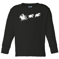 Hippopotamus Xmas Santa Sleigh Hippos Christmas Toddler Long Sleeve Shirt