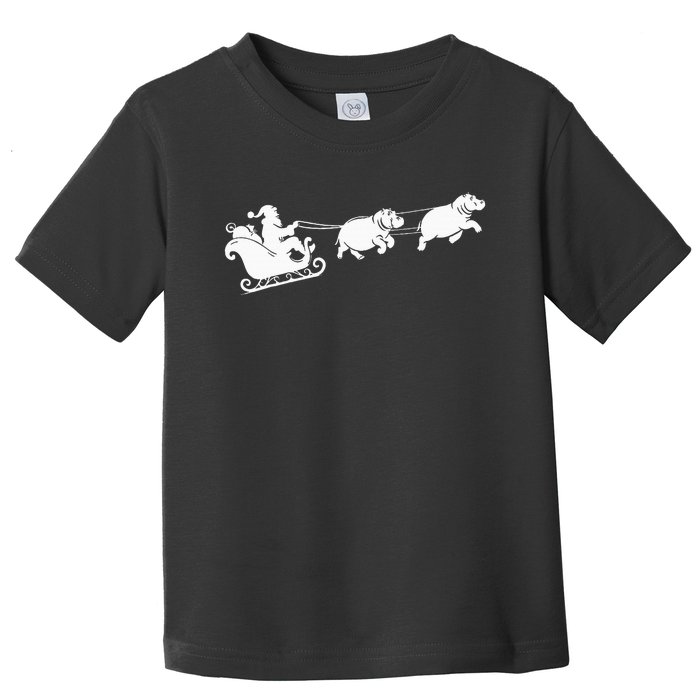 Hippopotamus Xmas Santa Sleigh Hippos Christmas Toddler T-Shirt