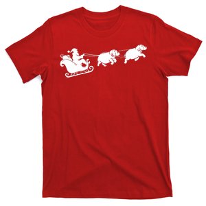 Hippopotamus Xmas Santa Sleigh Hippos Christmas T-Shirt