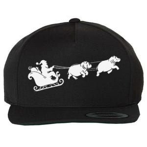 Hippopotamus Xmas Santa Sleigh Hippos Christmas Wool Snapback Cap