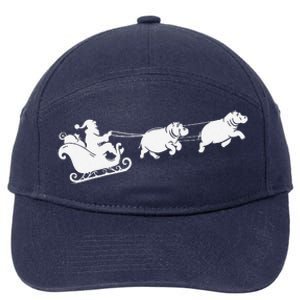 Hippopotamus Xmas Santa Sleigh Hippos Christmas 7-Panel Snapback Hat