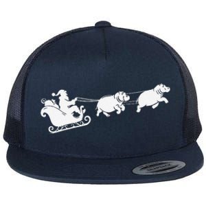 Hippopotamus Xmas Santa Sleigh Hippos Christmas Flat Bill Trucker Hat