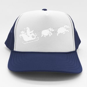 Hippopotamus Xmas Santa Sleigh Hippos Christmas Trucker Hat