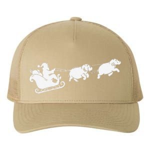 Hippopotamus Xmas Santa Sleigh Hippos Christmas Yupoong Adult 5-Panel Trucker Hat