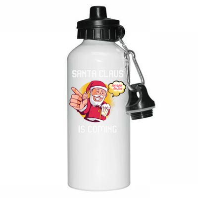 Hilarious Xmas Santa Claus Is Coming Ugly Christmas Gift Aluminum Water Bottle