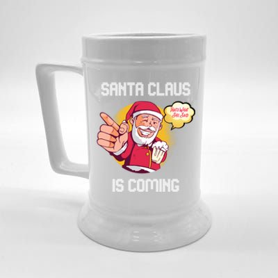 Hilarious Xmas Santa Claus Is Coming Ugly Christmas Gift Beer Stein