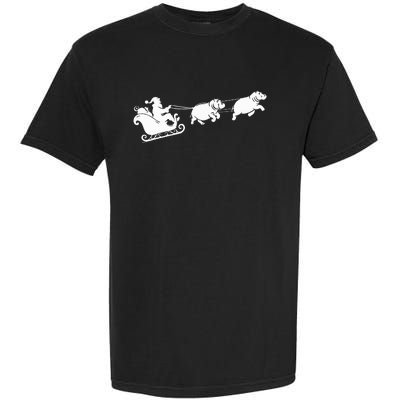 Hippopotamus Xmas Santa Sleigh Hippos Christmas Garment-Dyed Heavyweight T-Shirt