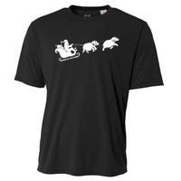 Hippopotamus Xmas Santa Sleigh Hippos Christmas Cooling Performance Crew T-Shirt