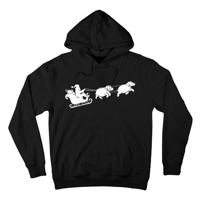 Hippopotamus Xmas Santa Sleigh Hippos Christmas Hoodie