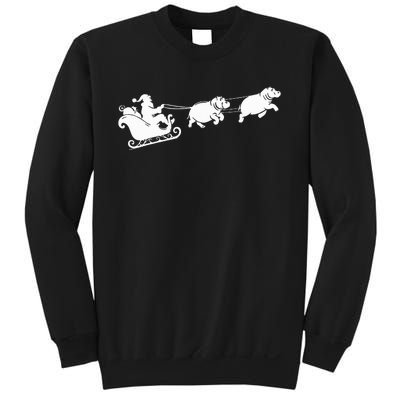 Hippopotamus Xmas Santa Sleigh Hippos Christmas Sweatshirt