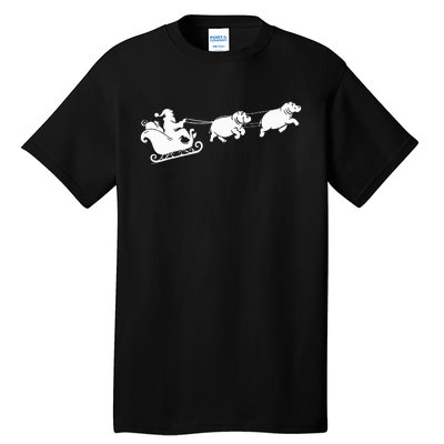 Hippopotamus Xmas Santa Sleigh Hippos Christmas Tall T-Shirt