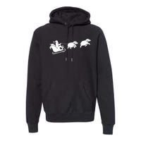 Hippopotamus Xmas Santa Sleigh Hippos Christmas Premium Hoodie