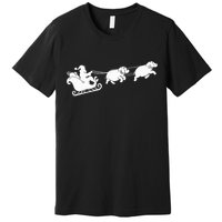 Hippopotamus Xmas Santa Sleigh Hippos Christmas Premium T-Shirt