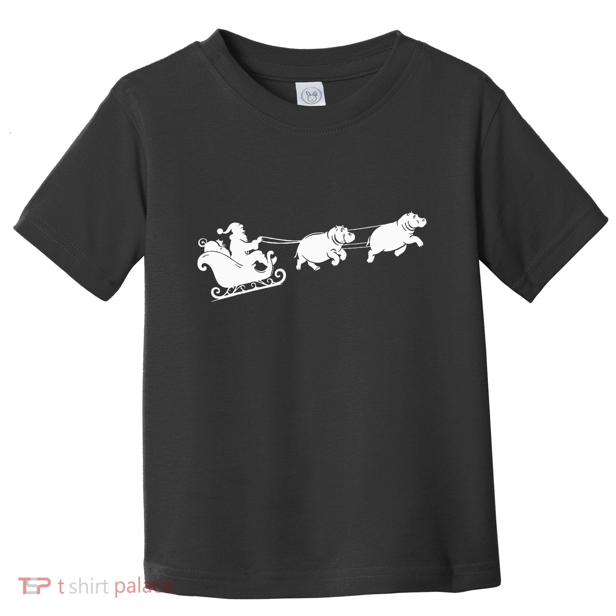 Hippopotamus Xmas Santa Sleigh Hippos Christmas Toddler T-Shirt