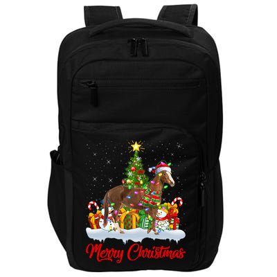 Horse Xmas Tree Lighting Santa Horse Christmas Gift Impact Tech Backpack