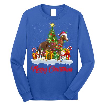 Horse Xmas Tree Lighting Santa Horse Christmas Gift Long Sleeve Shirt