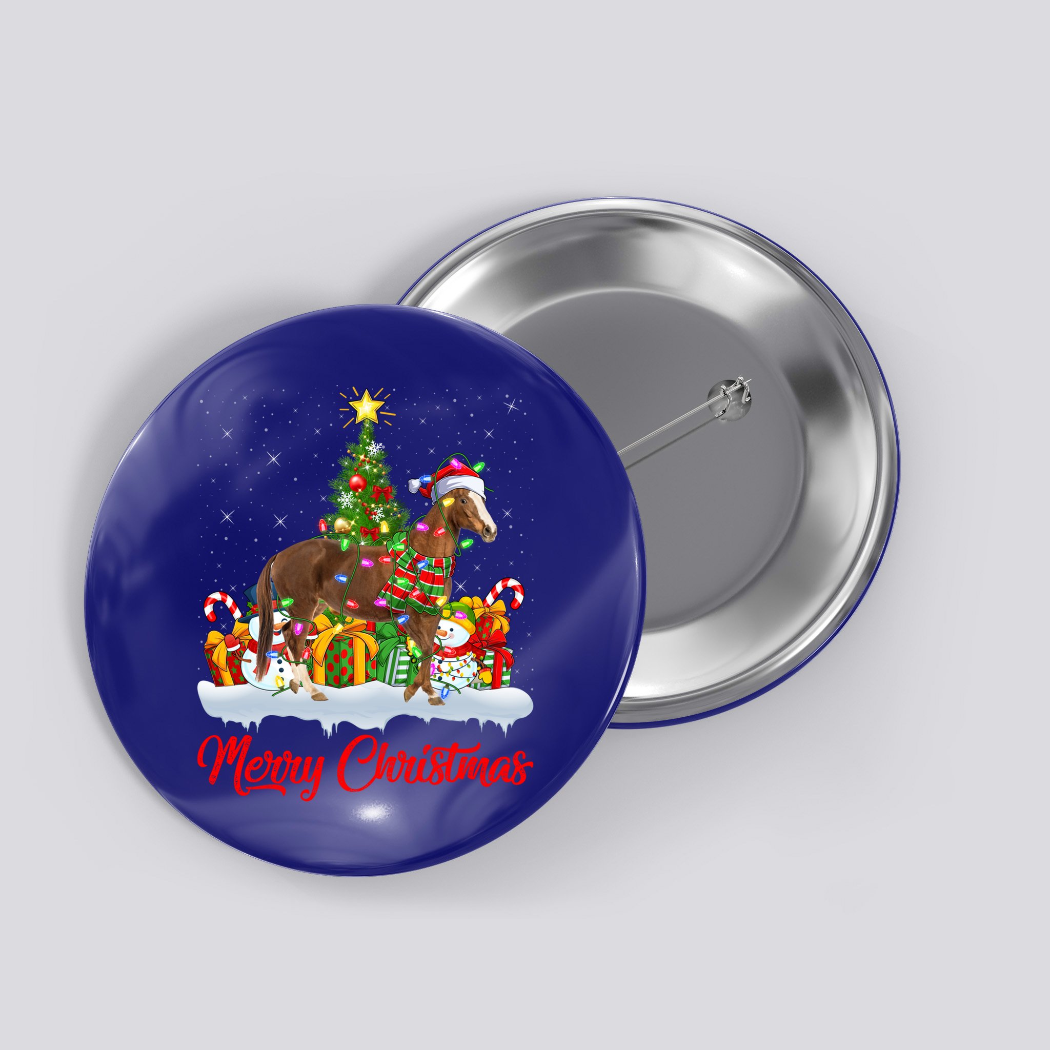 Horse Xmas Tree Lighting Santa Horse Christmas Gift Button