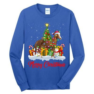 Horse Xmas Tree Lighting Santa Horse Christmas Gift Tall Long Sleeve T-Shirt