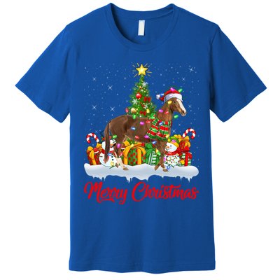Horse Xmas Tree Lighting Santa Horse Christmas Gift Premium T-Shirt