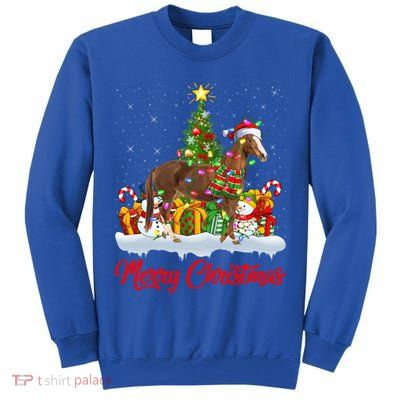 Horse Xmas Tree Lighting Santa Horse Christmas Gift Tall Sweatshirt