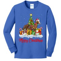 Horse Xmas Tree Lighting Santa Horse Christmas Gift Kids Long Sleeve Shirt