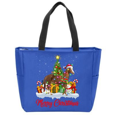 Horse Xmas Tree Lighting Santa Horse Christmas Gift Zip Tote Bag