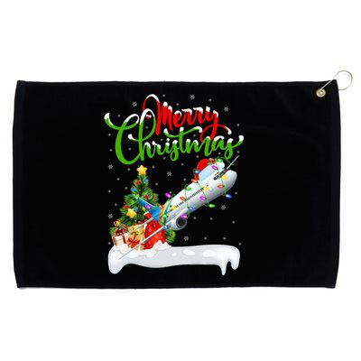 Holiday Xmas Tree Lighting Santa Hat Airplane Christmas Gift Grommeted Golf Towel